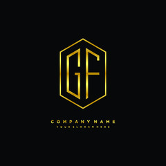 Letter GF logo minimalist luxury gold color