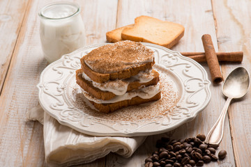 homemade coffe tiramisu with cinnamon