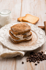 homemade coffe tiramisu with cinnamon