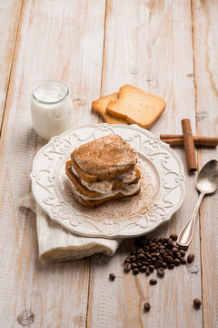 homemade coffe tiramisu with cinnamon