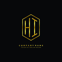 Letter HI logo minimalist luxury gold color