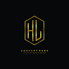 Letter HL logo minimalist luxury gold color