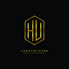 Letter HU logo minimalist luxury gold color