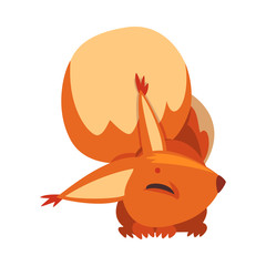 Sleeping Squirrel, Cute Funny Little Rodent Animal Cartoon Character Vector illustration