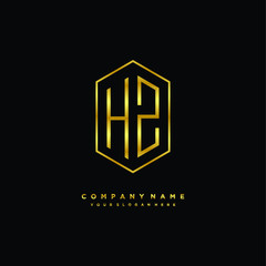 Letter HZ logo minimalist luxury gold color
