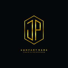 Letter JP logo minimalist luxury gold color