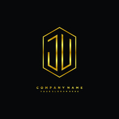 Letter JU logo minimalist luxury gold color