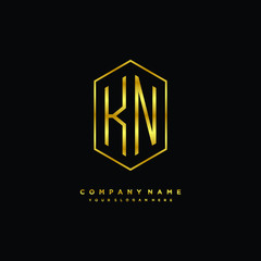 Letter KN logo minimalist luxury gold color