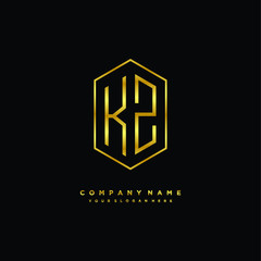 Letter KZ logo minimalist luxury gold color