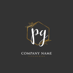 Handwritten initial letter PG PG for identity and logo. Vector logo template with handwriting and signature style.