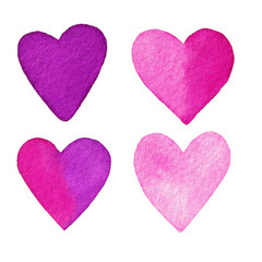 Set of hearts pink and purple