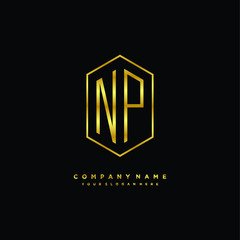 Letter NP logo minimalist luxury gold color