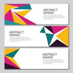 Vector Set of banners with polygonal geometric background, facet, low poly, traingles headers