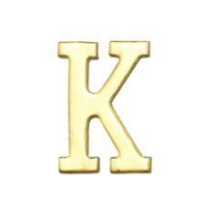 Letter K from Gold solid alphabet on white, This has clipping path.