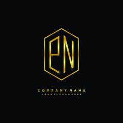 Letter PN logo minimalist luxury gold color