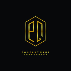Letter PQ logo minimalist luxury gold color