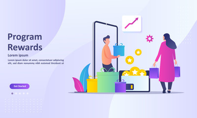 Earn Point concept, Loyalty program and get rewards, Suitable for web landing page, ui, mobile app, banner template. Vector Illustration. 