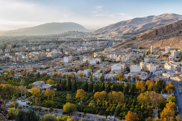 View of the Shiraz city from the surrounding hills. Iran