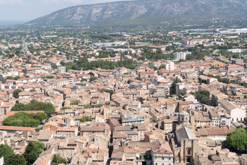 Fototapeta na wymiar view aerial top of Cavaillon city in Provence France