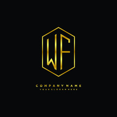 Letter WF logo minimalist luxury gold color