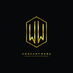 Letter WW logo minimalist luxury gold color