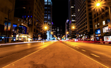 Michigan Ave Chicago at Night Long Shutter