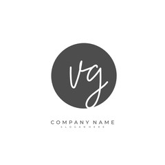 Fototapeta premium Handwritten initial letter V G VG for identity and logo. Vector logo template with handwriting and signature style.