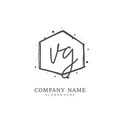 Handwritten initial letter V G VG for identity and logo. Vector logo template with handwriting and signature style.