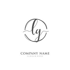 Handwritten initial letter L G LG for identity and logo. Vector logo template with handwriting and signature style.