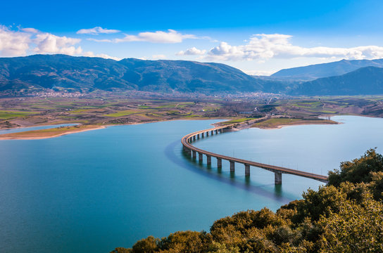 The bridge of Servia over Polyfytos lake in Kozani.
