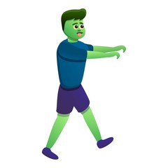 Zombie walking boy icon. Cartoon of zombie walking boy vector icon for web design isolated on white background