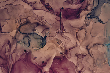 Alcohol ink colors translucent. Abstract multicolored marble texture background. Design wrapping...