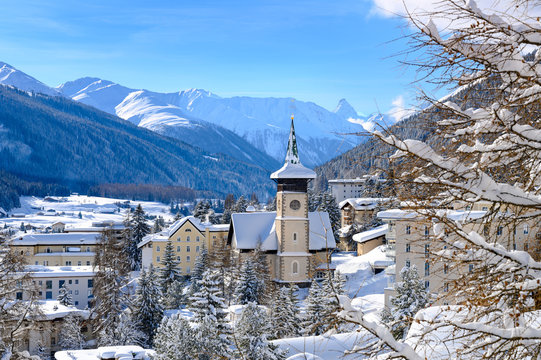 Landscape of winter resort Davos - the home of annual  World Economy Forum Annual meeting.