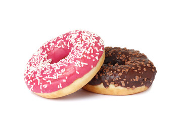 Donuts with sprinkles isolated on white background