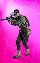 soldier using  virtual reality headset