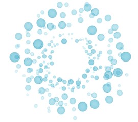 Soap bubbles of liquid for advertising. 3d realistic illustration of flying foam. Bubbles frame fly on white background. Baby shampoo soap isolated