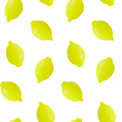 Colorful lemon seamless pattern isolated on white. Vector illustration
