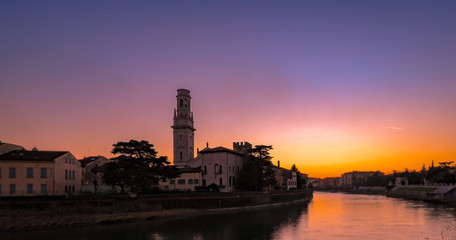 sunset over the Italian city 