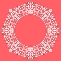 Decorative frame Elegant vector element for design in Eastern style, place for text. Floral pink border. Lace illustration for invitations and greeting cards