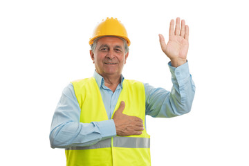 Builder making honest oath.