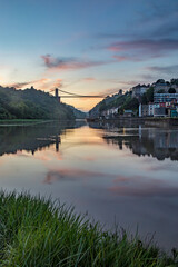 Clifton Suspension Bridge at sunset and high tide