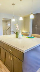 Vertical frame Island with marble countertop in a kitchen