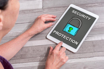 Cyber security concept on a tablet