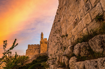 Tower of David/Jerusalem Citadel and the Ottoman-built fortified Old City wall, Jerusalem