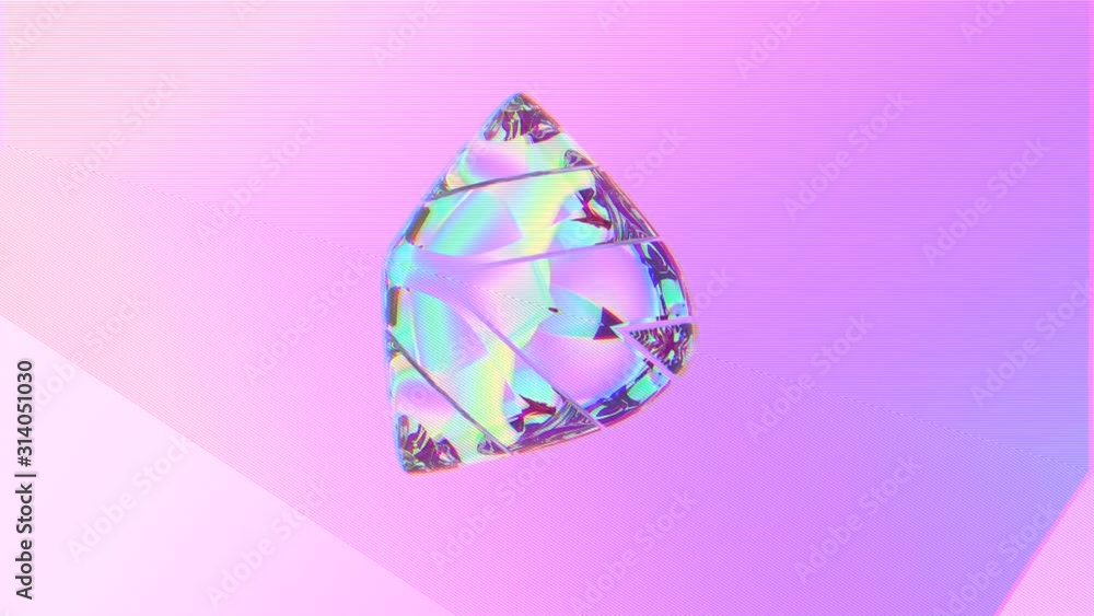 Poster abstract 3d geometric art with kaleidoscope effect. pink background.