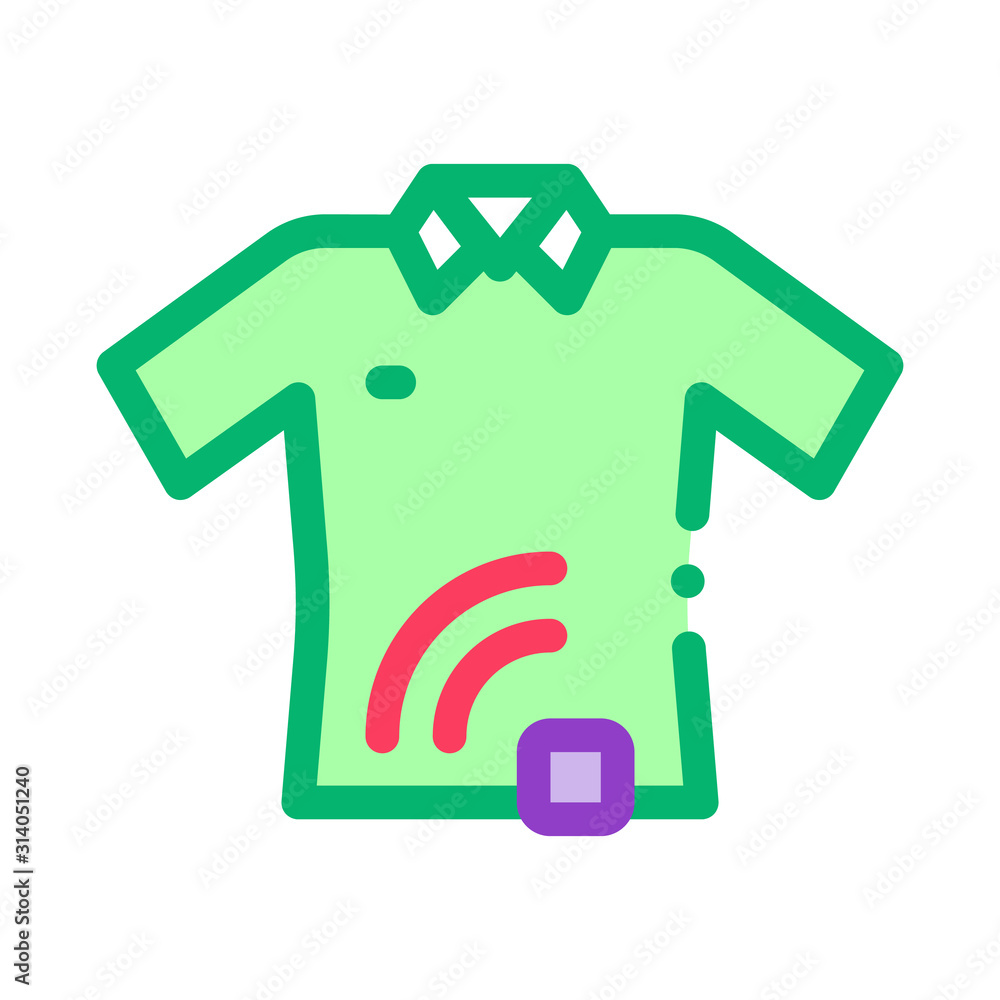 Poster T-shirt with Signal Sensor Icon Vector. Outline T-shirt with Signal Sensor Sign. Isolated Contour Symbol Illustration