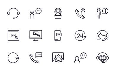 Set of Customer service, Call center, Contact us vector icon illustration