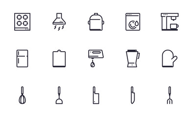 Set of Kitchen utensil vector icon illustration