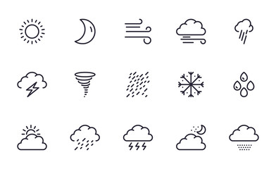 Naklejka premium Set of Weather, Climate, Forecast vector icon illustration