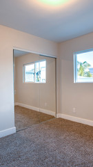 Vertical Moody feeling in empty bedroom clean inside